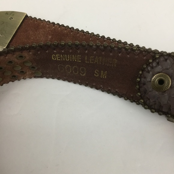 Brown Genuine Leather Studded Belt Womens size SM - Picture 5 of 8
